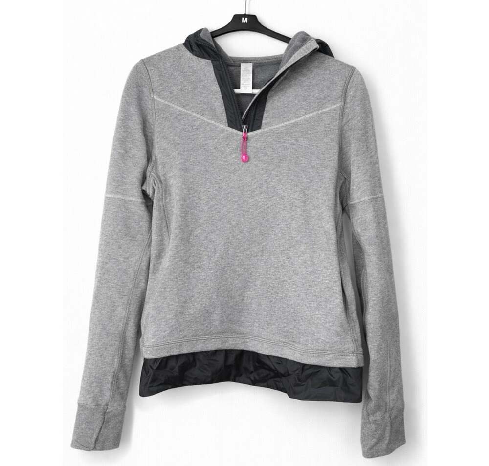 ivivva by Lululemon Gray Fleece Half Zip Hooded Pullover Hoodie Size 12